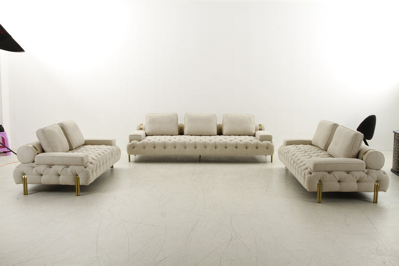 Tufting Beige 4 Seater Sofa