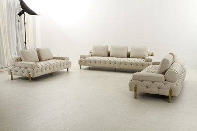 Tufting Beige 4 Seater Sofa