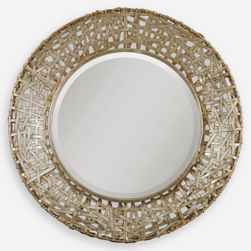 Alita Champagne Round Mirror