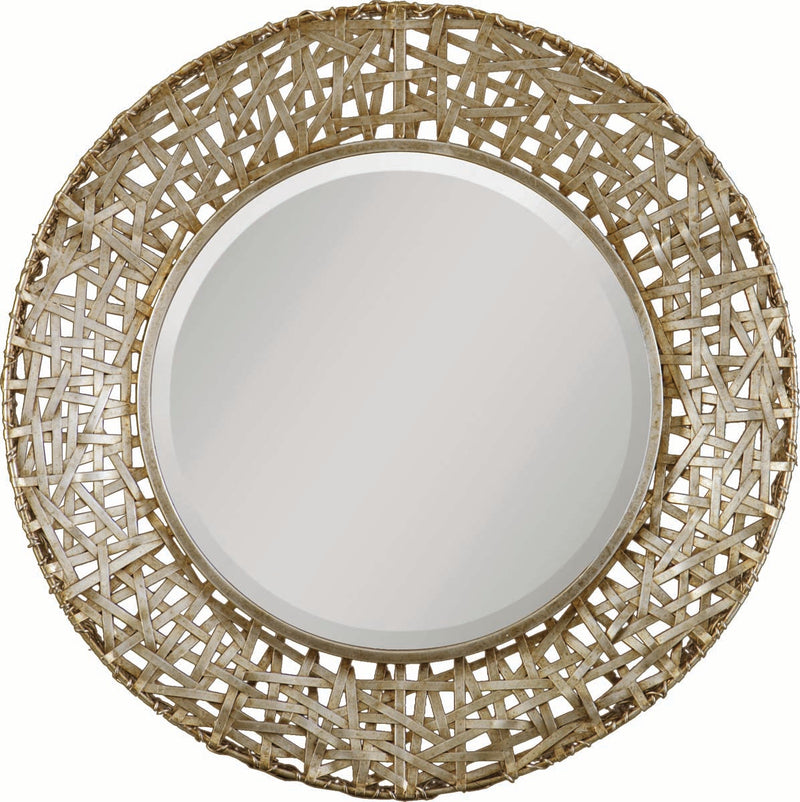 Alita Champagne Round Mirror