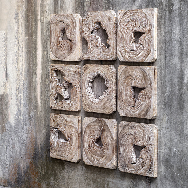 Bahati Wood Wall Art, S/9