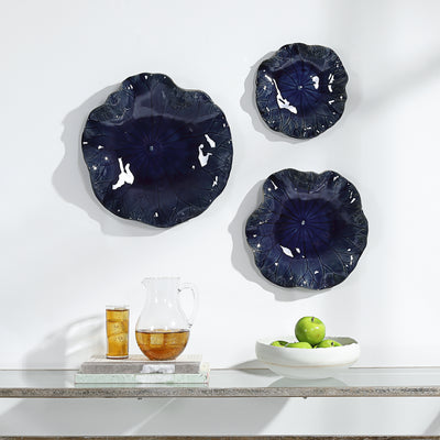 Abella Blue Ceramic Wall Decor, S/3