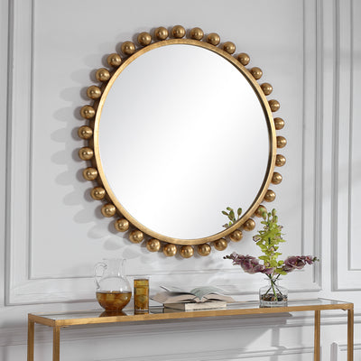 Cyra Gold Round Mirror