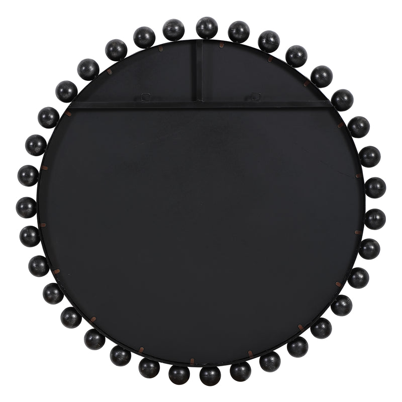 Cyra Black Round Mirror