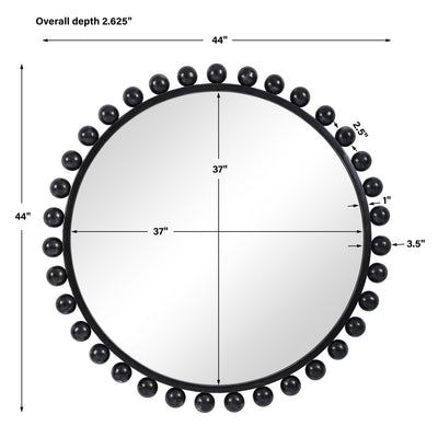 Cyra Black Round Mirror