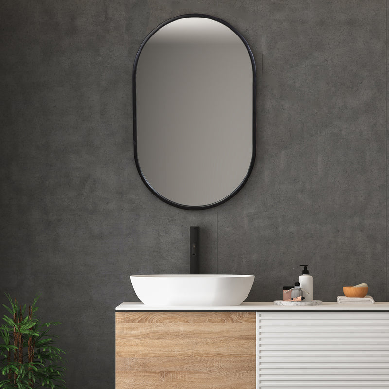 Varina Black Oval Mirror