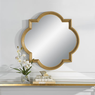 Round mirror gold.