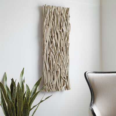 Gathered Teak Wood Wall Decor, Bleached