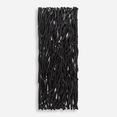 Gathered Teak Wood Wall Decor, Black