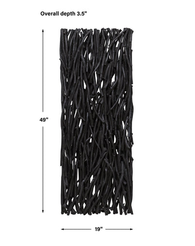 Gathered Teak Wood Wall Decor, Black