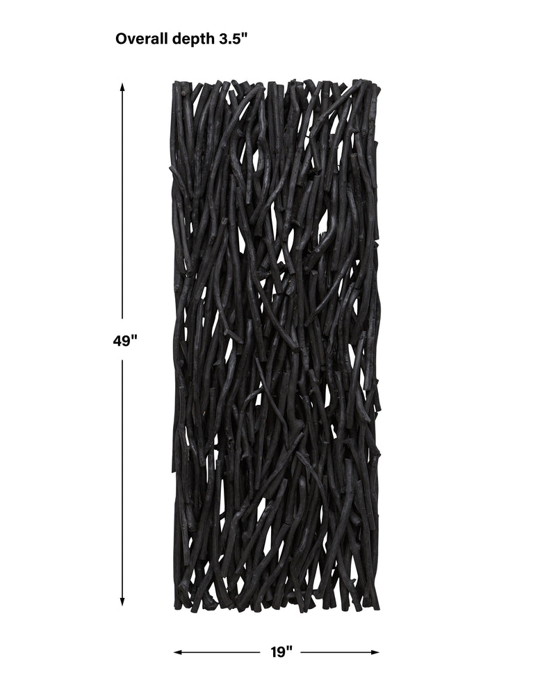 Gathered Teak Wood Wall Decor, Black