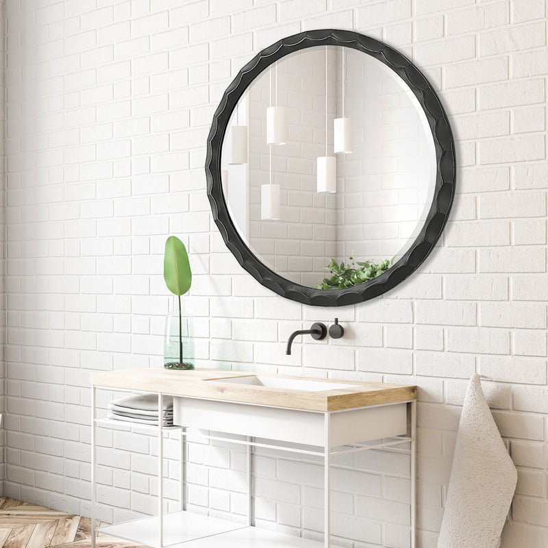 Scalloped Edge Round Mirror