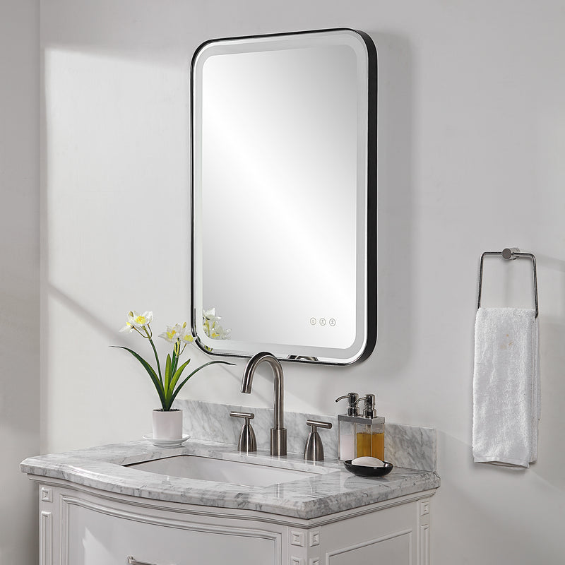 Crofton Lighted Vanity Mirror, Black