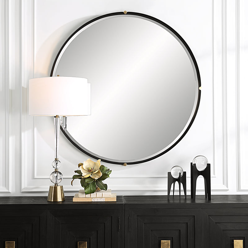 Bonded Round Black Mirror