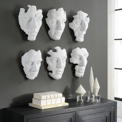 Self-Portrait Wall Decor, White, S/6