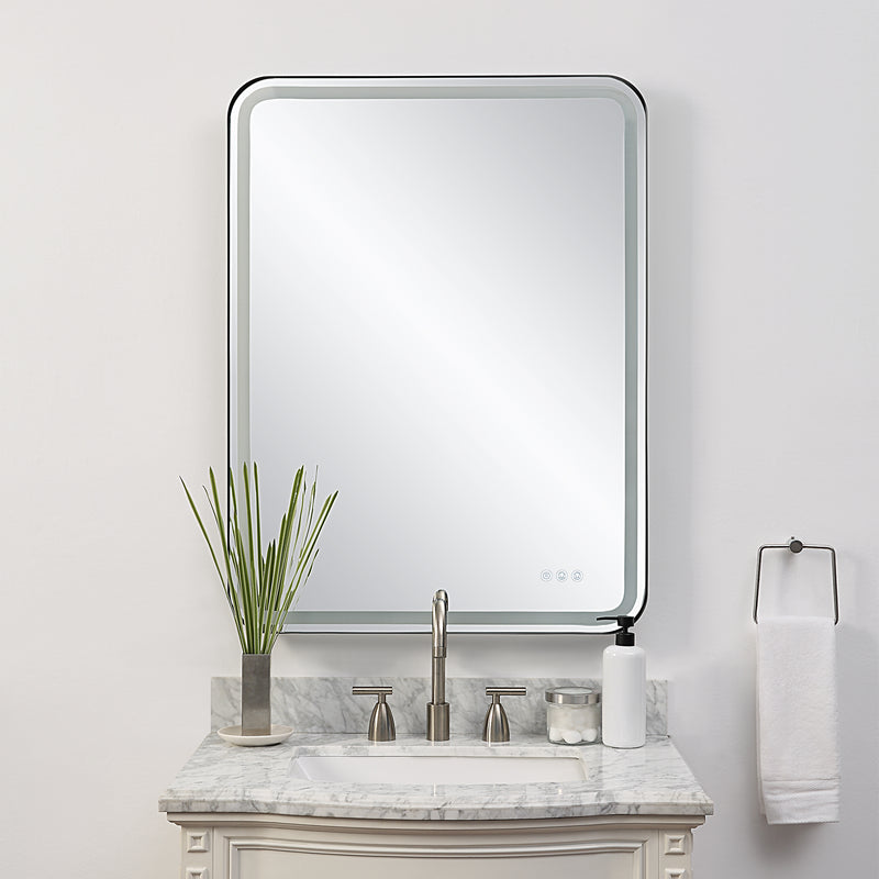 Crofton Lighted Large Mirror, Black