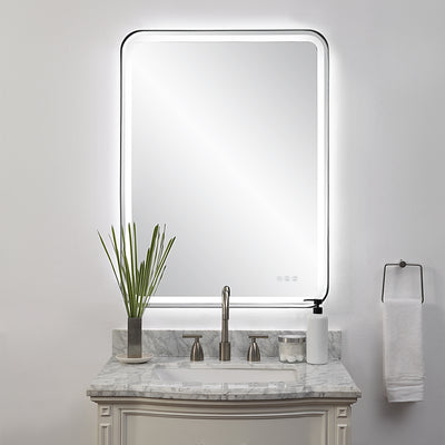 Crofton Lighted Large Mirror, Black