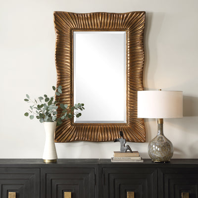 Emerson Scalloped Antique Gold Mirror