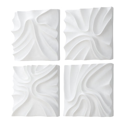 Snowdrift Scultped White Wall Decor, S/4