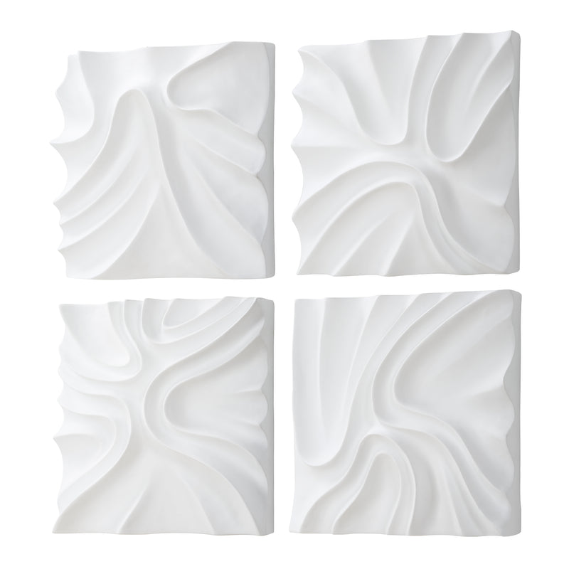 Snowdrift Scultped White Wall Decor, S/4