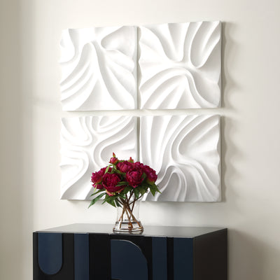 Snowdrift Scultped White Wall Decor, S/4