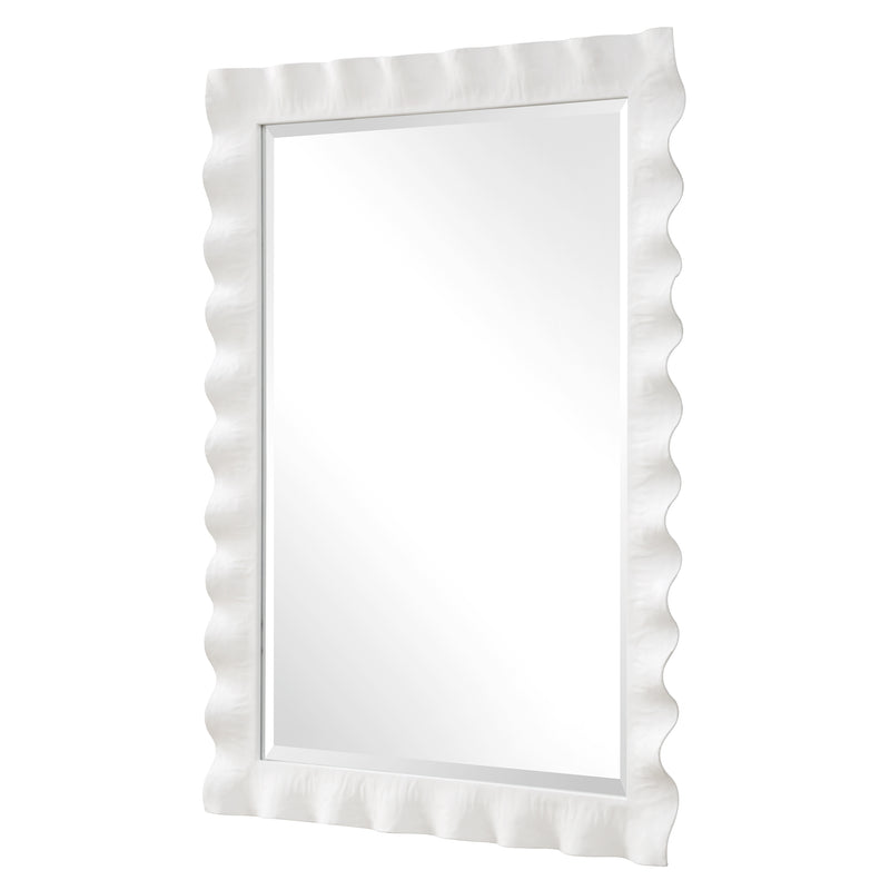 Haya White Scalloped Mirror