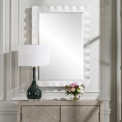 Haya White Scalloped Mirror