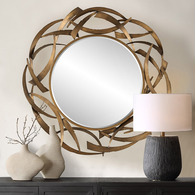 Cutting Edge Bronze Round Mirror