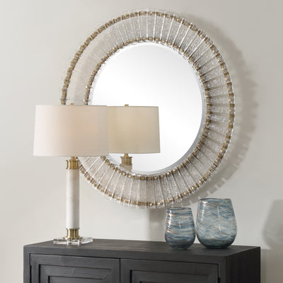 Denali Textured Glass Round Mirror