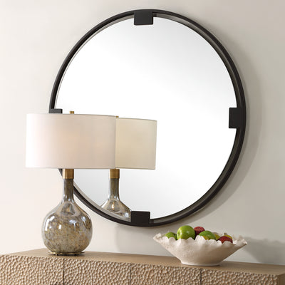 Cornelia Black Round Mirror