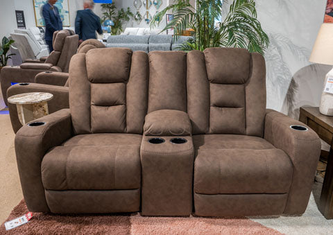 Mayhem Madness Glider Reclining Loveseat with Console