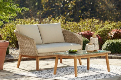 Crystal Cave Nuvella Outdoor Loveseat with Coffee Table