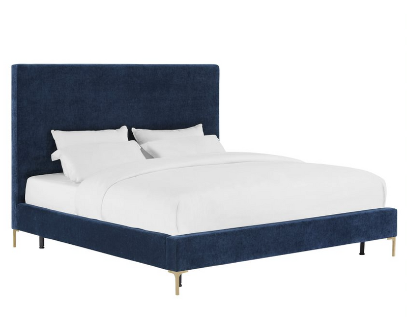 Delilah Navy Textured Velvet Bed In King
