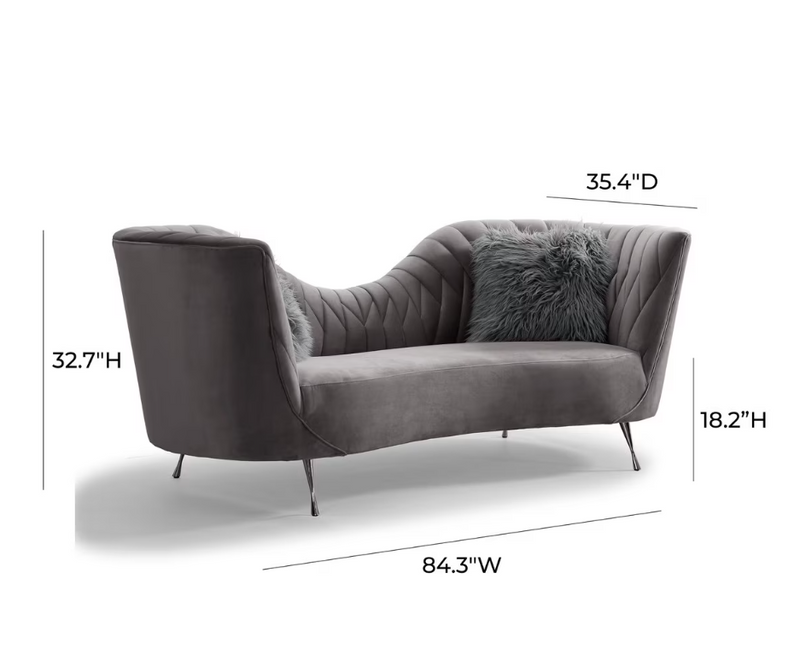 Eva Grey Velvet Sofa