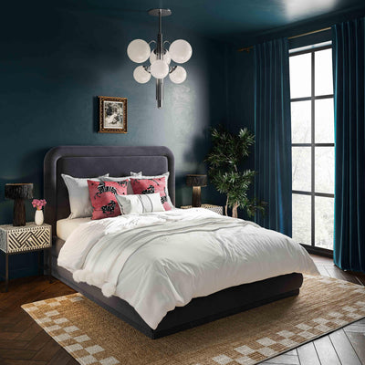 Briella Dark Grey Velvet Bed in Queen