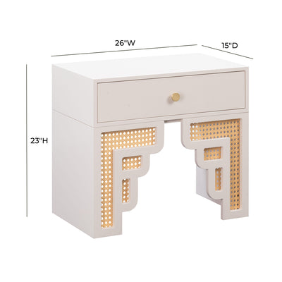 Suzie Cream & Rattan Nightstand