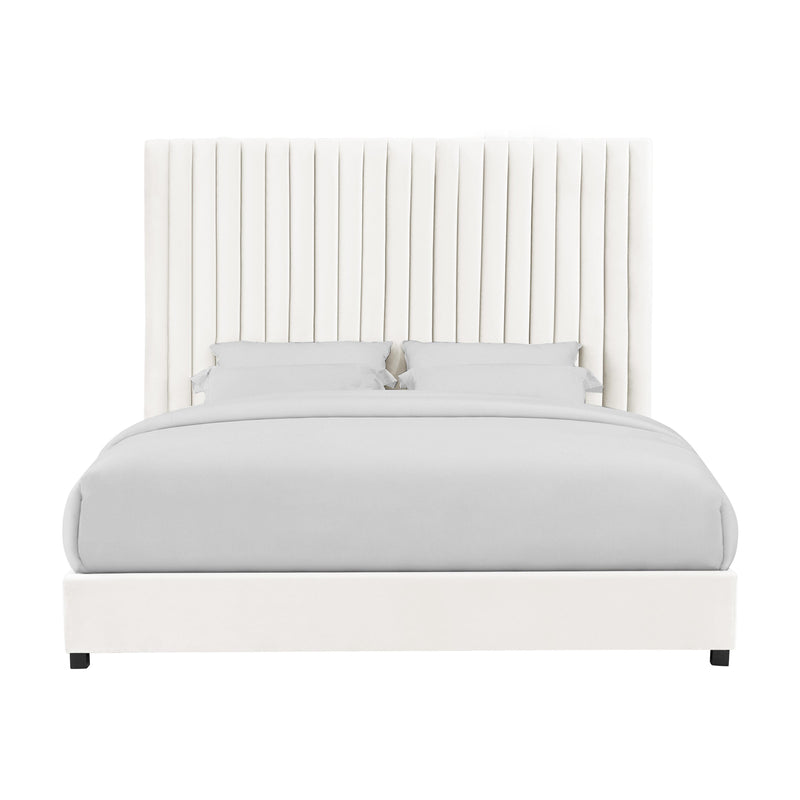 Arabelle White Velvet Bed in King