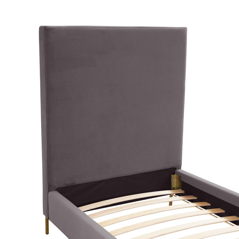 Delilah Grey Velvet Bed in Twin