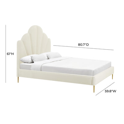 Bianca Cream Velvet Bed in Full