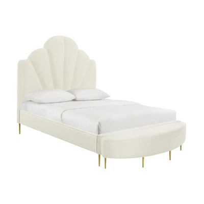 Bianca Cream Velvet Bed in Full