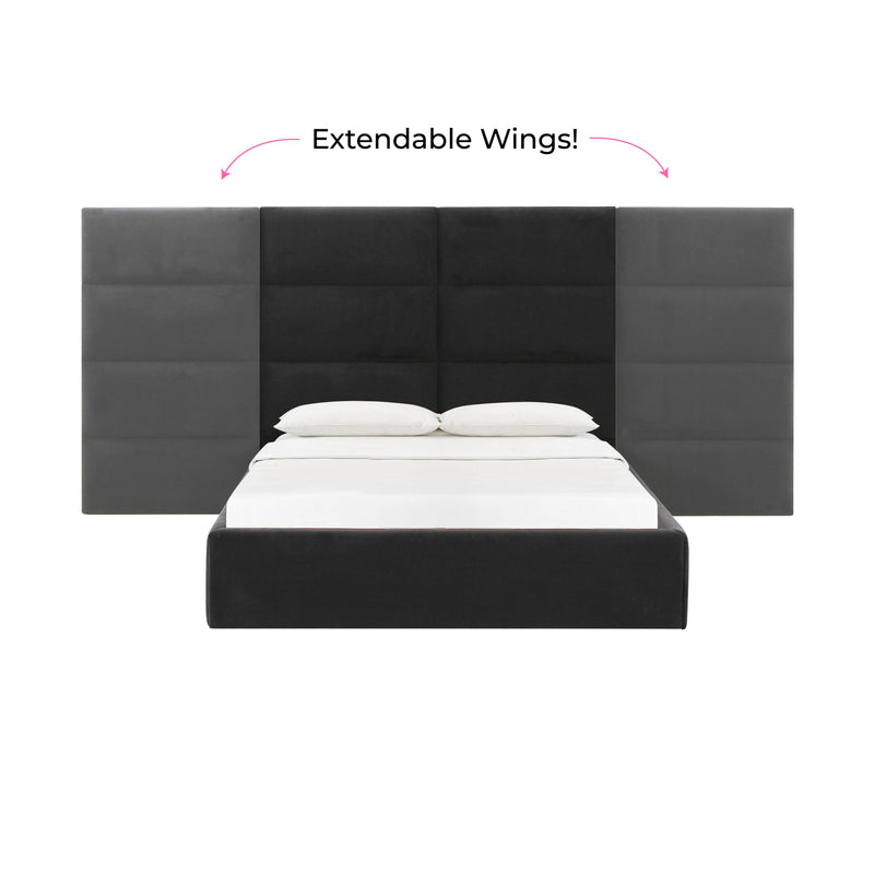 Eliana Black Velvet King Bed