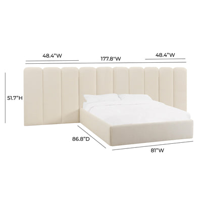 Palani Cream Boucle King Bed with Wings