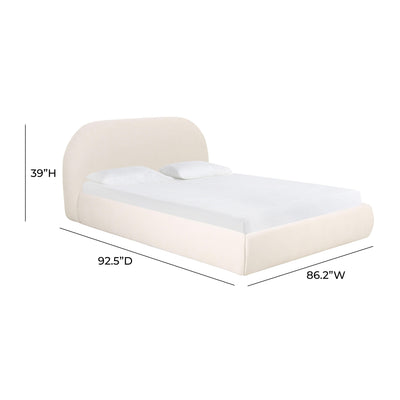 "Bara Cream Textured Velvet King Bed "