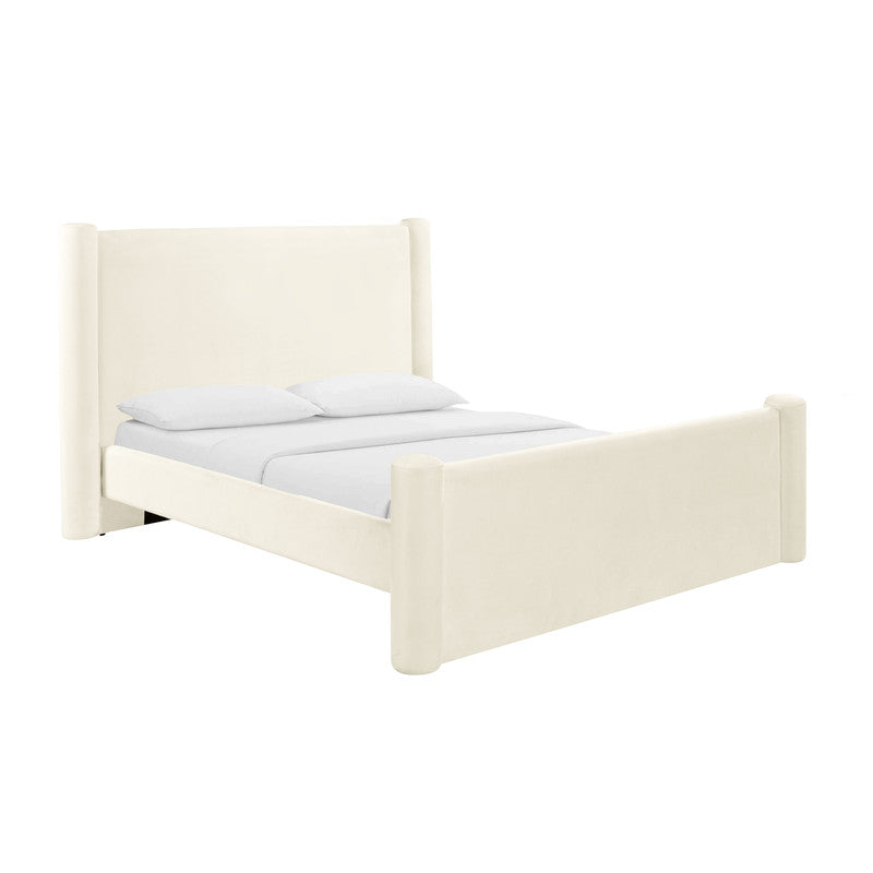 Athara Cream Velvet King Bed