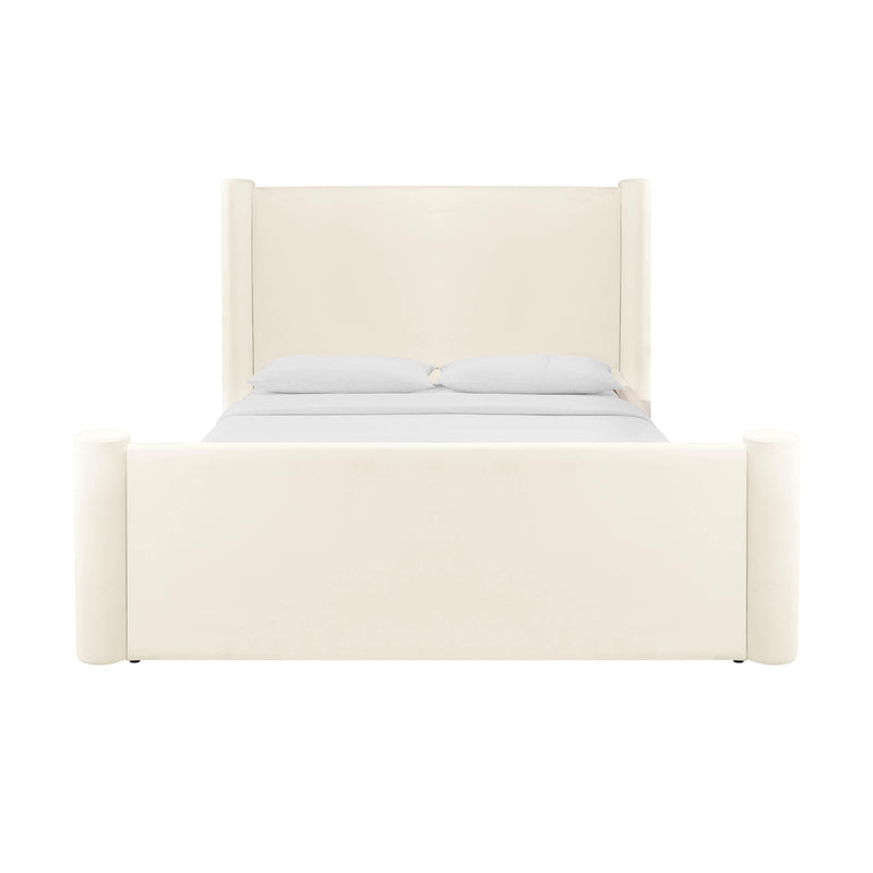 Athara Cream Velvet Queen Bed