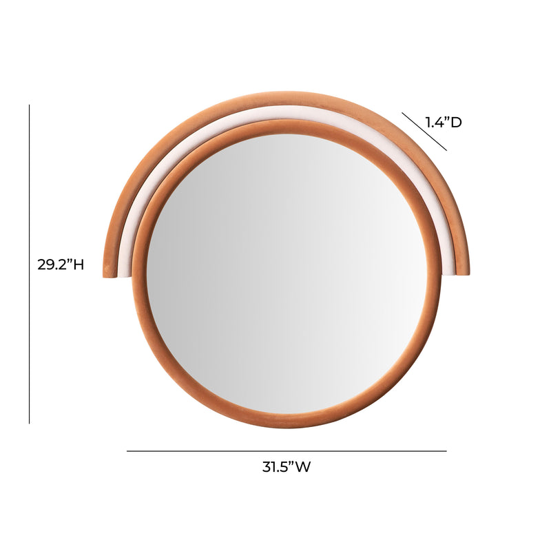 Lally Terracotta Velvet Round Wall Mirror