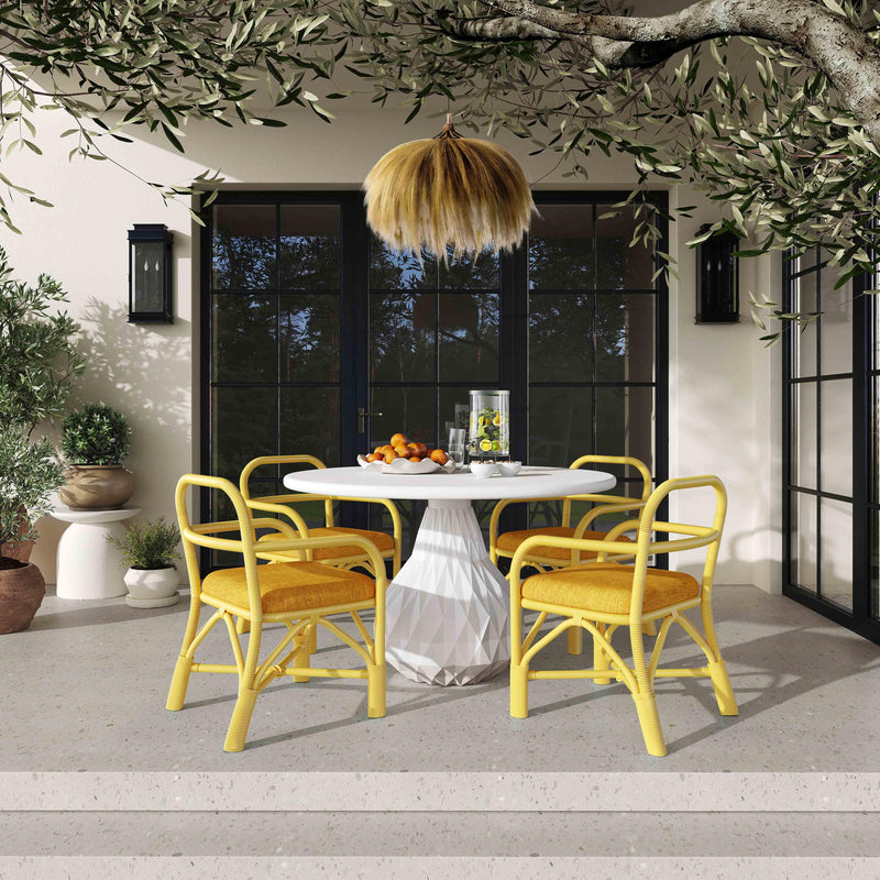 Ginny Yellow Rattan Dining Chair