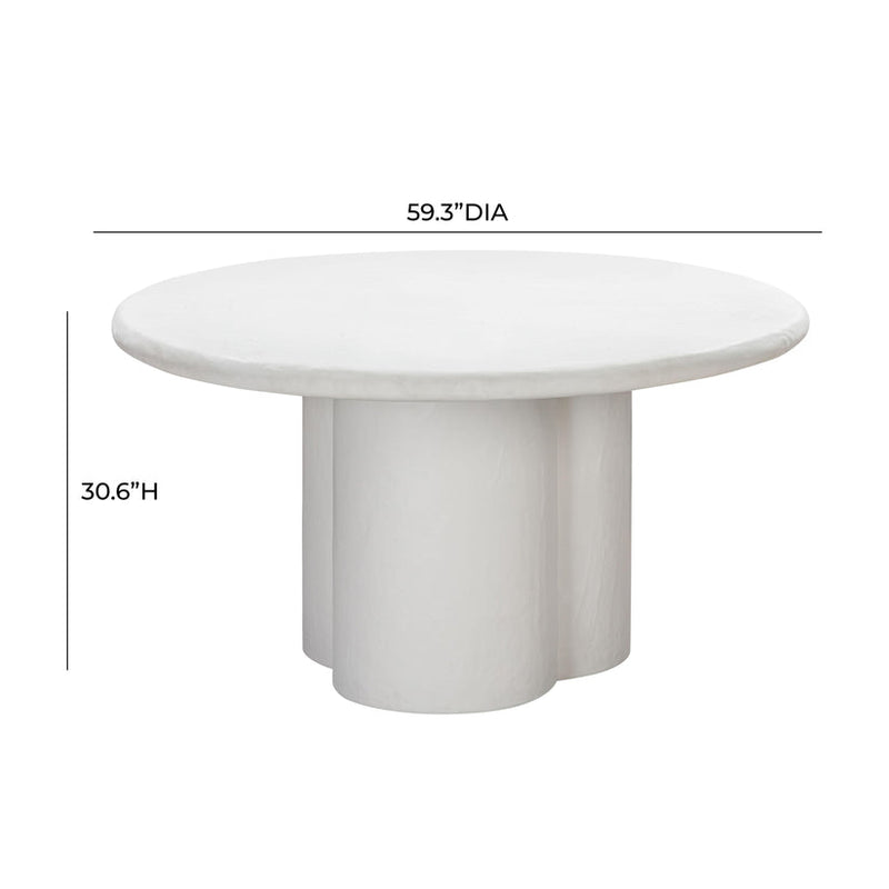 "Elika White Faux Plaster Round Dining Table "