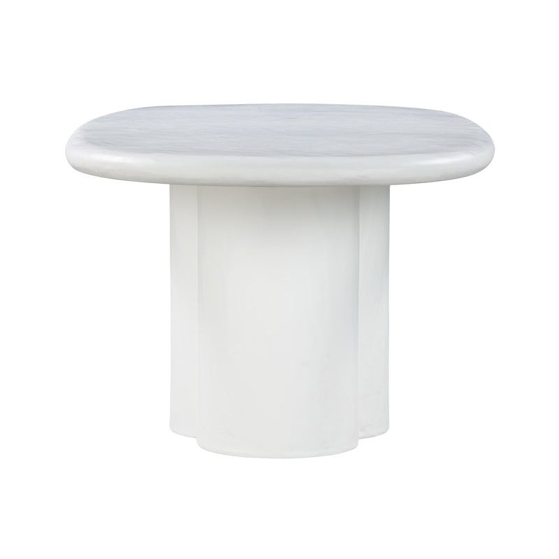 Elika White Faux Plaster Oval Dining Table