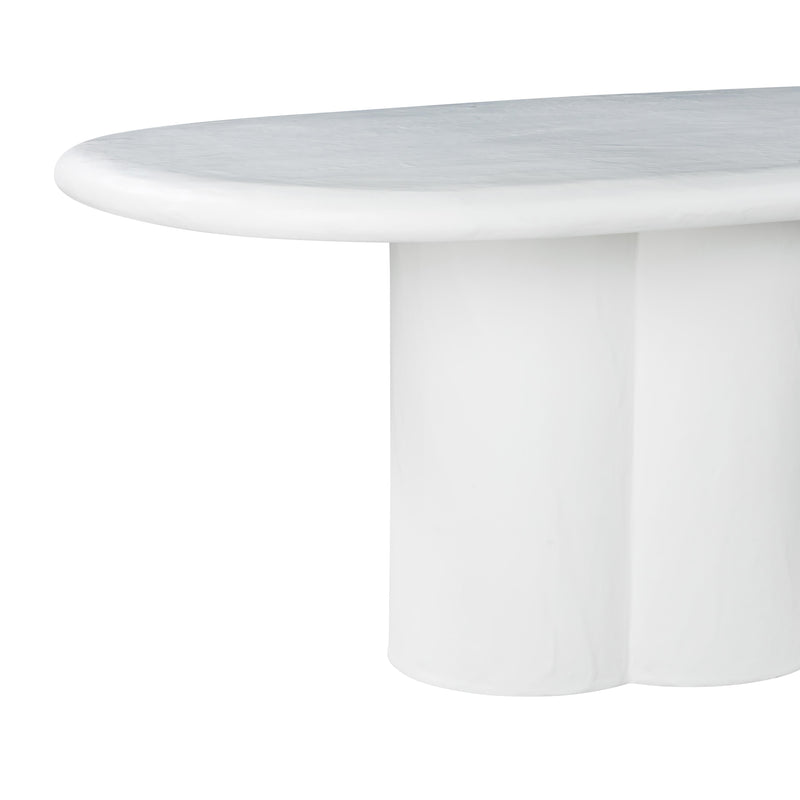 Elika White Faux Plaster Oval Dining Table